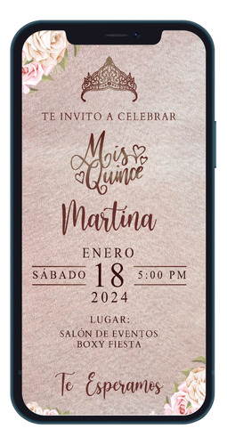 Invitación 15 Años Palo Rosa - Dorado Rosa