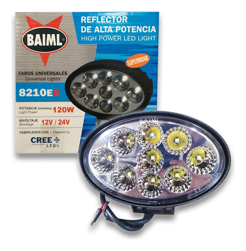 Reflector Ovalado 9 Leds Bivoltaje (12v/24v) 120w Baiml