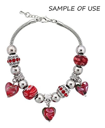 Rubyca Pulsera Con Dijes Europeos, Cadena De Serpiente Chapa