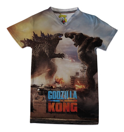 Camiseta Para Niño Diseño De Godzilla Vs Kong