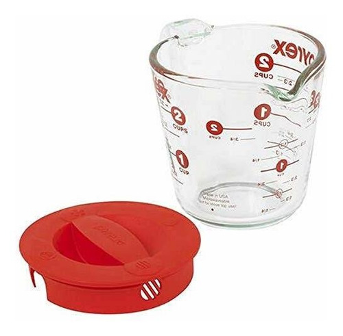 Vaso Medidor De Vidrio Pyrex 2 Tazas Con Tapa