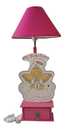 comprar Centro De Mesa Para Bautizo Niña Lampara Cajon Madera Rosita