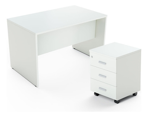 Mesa Escritorio Oficina Home Office Cajon - Piani 21 140cm Color Ceniza