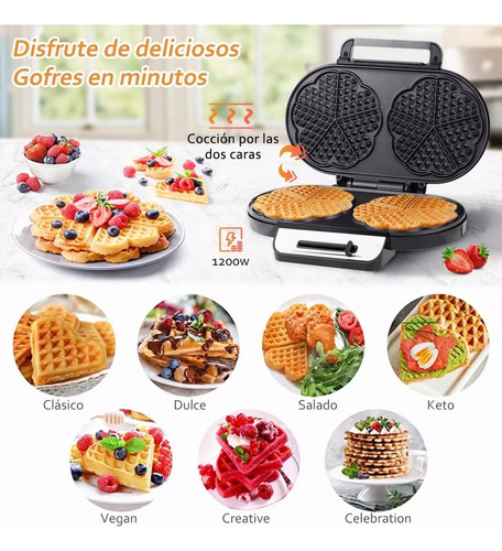 Wafflera Doble Eléctrica Raf R-557 1200w Máquina De Waffles Color Plateado