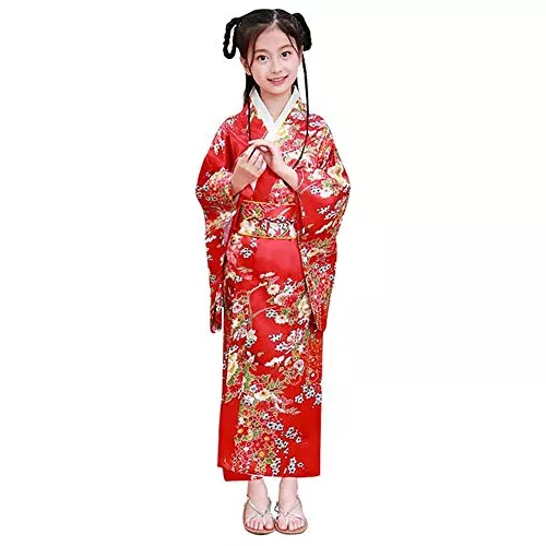 Disfraz De Geisha Japonesa Niñas, Kimono De Flor De Ce