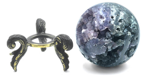 Esfera De Exhibición De Calcedonia De Uva Con Soporte