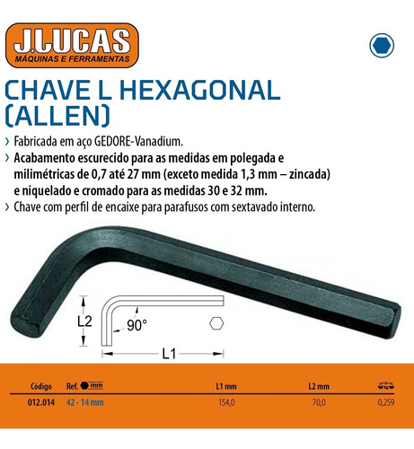 Imagem 3 de 3 de Chave Allen De 14 Mm Gedore 42-14mm 012014