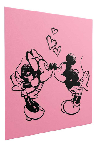 Lienzo Minnie Mouse, Beso Romántico Con Mickey 15x15