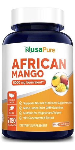 Mango Africano- 180caps 5000mg- Control De Peso, Adelgazante