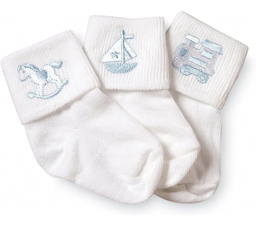 Jefferies Socks Baby Boy Collection Apliques 3 Pack Blanco