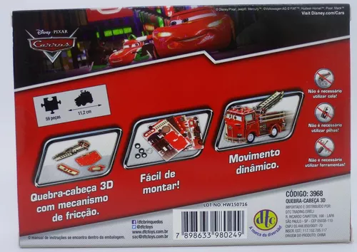 Brinquedo Quebra-Cabeça 3d Carros Disney - RED em Promoção na