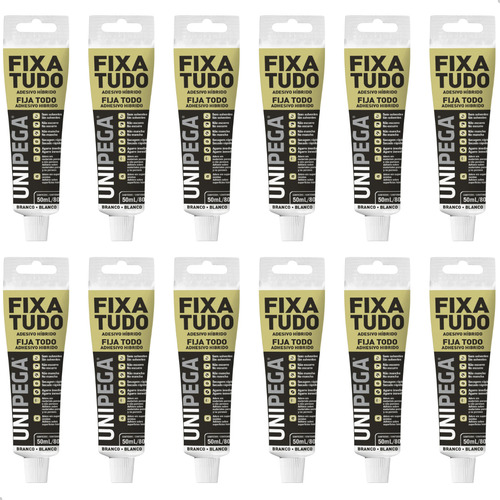 Kit 12 Silicone Fixa Tudo Cola Espelho Pia Azulejo Cuba 80g