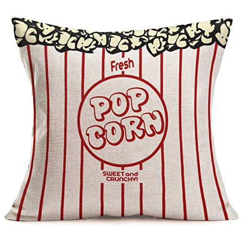 Movie Theater Time Throw Pillow Covers Cotton Linen Pop...