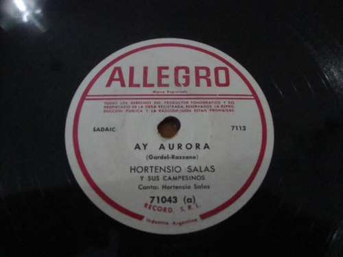 Pasta Hortensio Salas Y Sus Campesinos Allegro 7113 C30