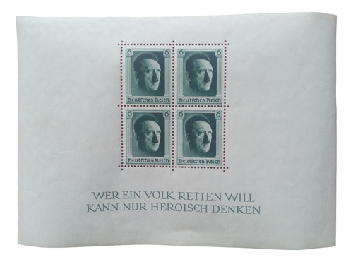 Reich Bloque Cumpleaños Del Führer 1937 Mint Goma Original