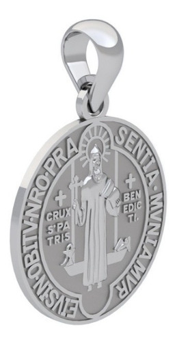 Dije Medalla San Benito Mediano De Plata .925 Agálea Joyería Color Plateado