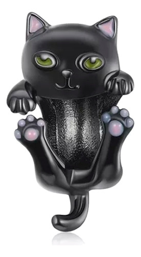 Charm Gato Negro Guardian Felino Plata S925