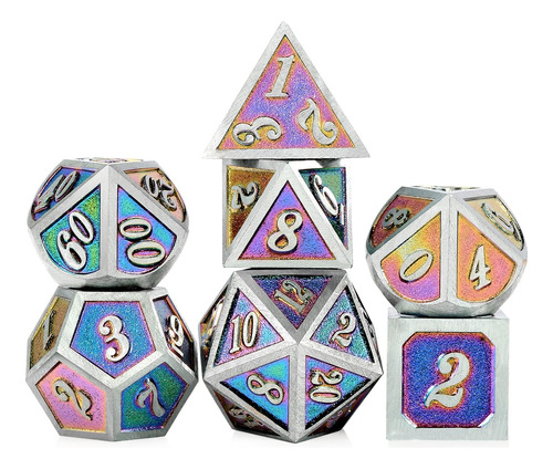 Dnd Metal Dice, Dado Metálico Dndnd Solid De 7 Piezas Con Re