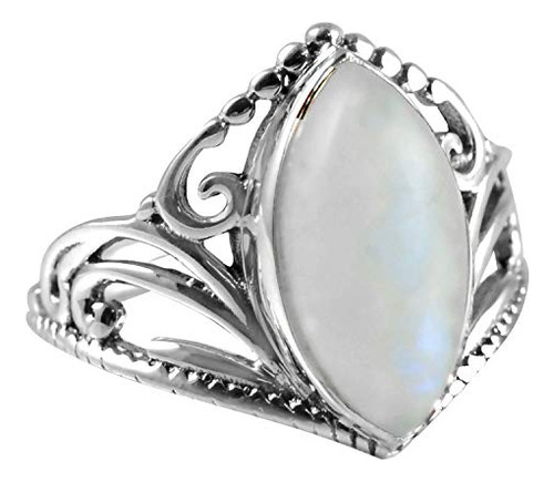 Anillos - Silver Palace Marquise Shape Blue Fire Rainbow Moo