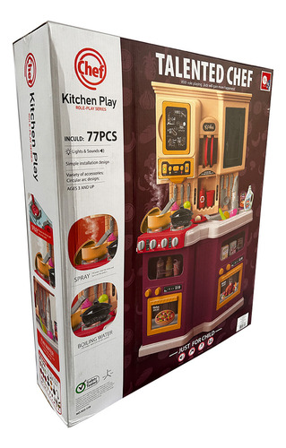 Cocinita Talented Chef 922-139 Con Luz Y Sonido Guinda 77 Pz