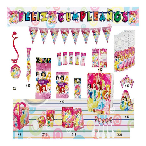 Decoración Infantil Fiesta Niñas Princesas Set X12