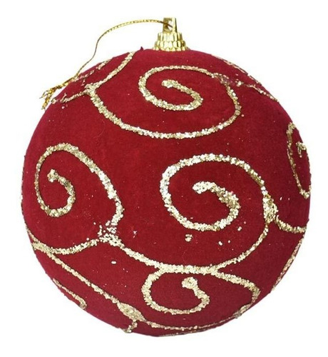 Conjunto 3 Bolas De Natal Vermelha Glitter Tok Da Casa 10cm