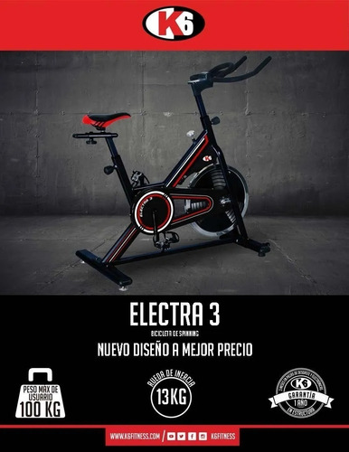 Bicicleta Estática Spinning Clásica Rueda De 13 Kg K6