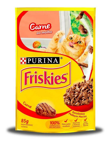 Alimento Friskies s para gato adulto sabor carne ao molho em saco de 85g