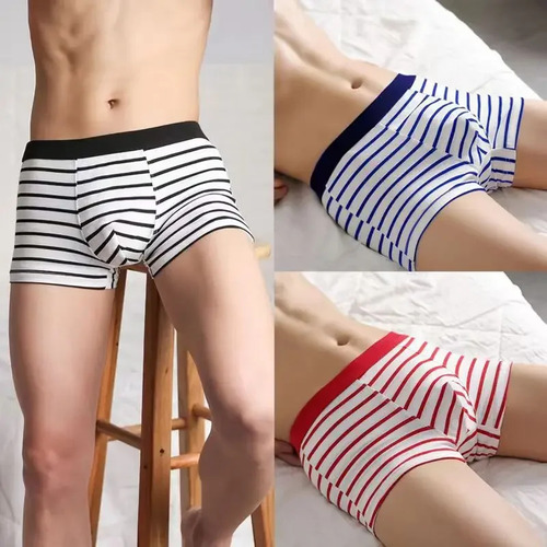 Bóxers Con Diseño De Rayas Para Ropa Interior De Algodón Par