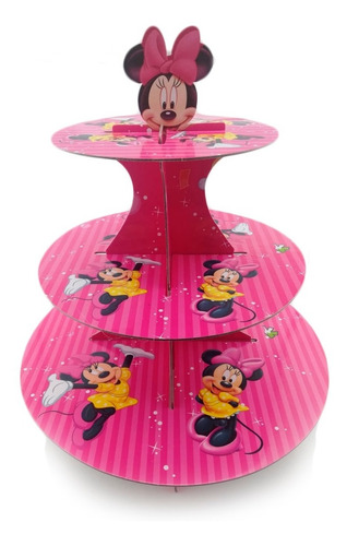 Torre Para Cupcakes Y Postres 3 Niveles Modelo Minnie