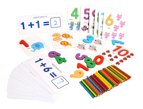 El material de enseñanza-Madera contando Sticks & Tarjetas de aprendizaje de matemáticas 