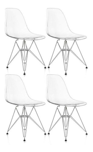 4 Cadeiras Acrílica  Eames Eiffel Transparente   