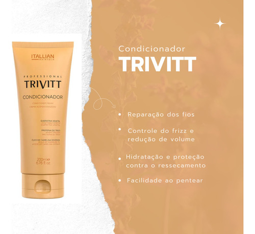 Kit Trivitt Shampoo 250ml Condicionador 200g Hidratação 500g