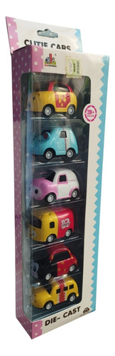 Set 6 Autos Die Cast Metalicos Cutie Cars Kawai Autos