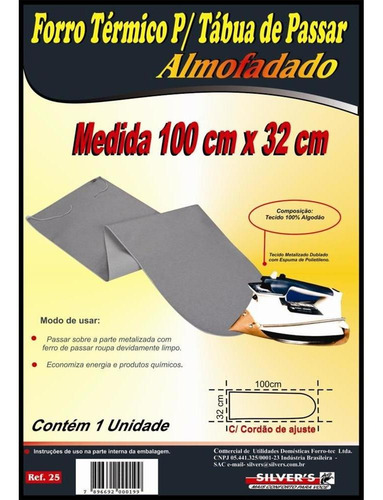 Imagem 2 de 2 de Forro Térmico Para Tábua De Passar Almofadado 1,00m X 0,32m
