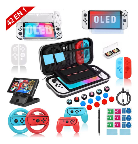 Kit De Accesorios Y Estuche 42pzs Para Nintendo Switch Oled