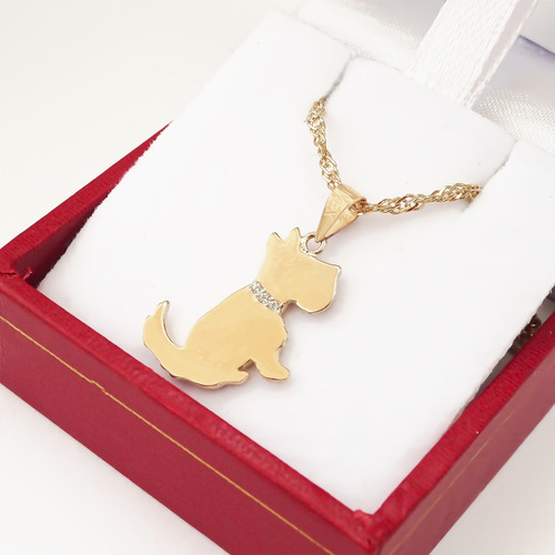 Amor Eterno - Dije Perrito Schnauzer Oro 14k Color Amarillo