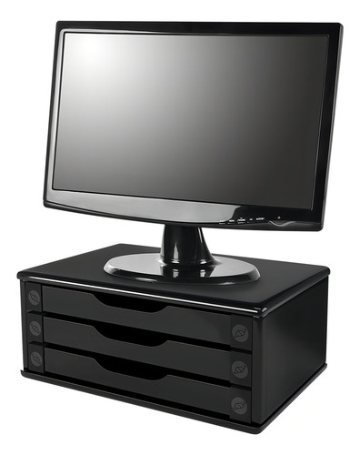 Souza Suporte De Mesa Monitor Cpu Preto 3 Gavetas