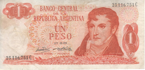 Bottero 2307 - Billete De 1 Peso Ley Año 1972 - Vf+