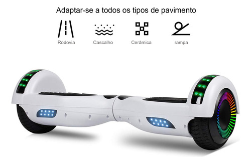 Hoverboard Overboard Skate Elétrico Bluetooth Com Led Branco