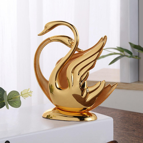 Estatuilla Golden Swan, Soporte Para Servilletas De Metal,