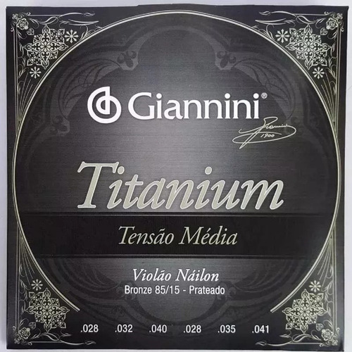 Encordoamento Cordas Violão Nylon Média Titanium Giannini