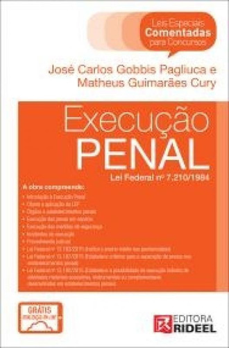 Execucao Penal - Leis Especiais Comentadas - Rideel, De Jose C Pagliucca. Editora Ed Rideel Ltda, Capa Mole, Edição 1 Em Português