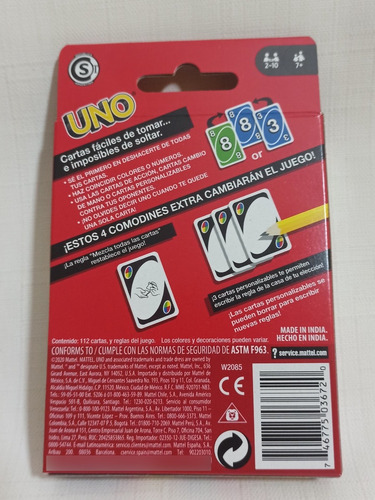 Juego De Cartas Uno Original Mattel Juego De Mesa Familiar