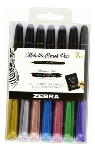 Marcador De Punta Pincel Brush Pen Estuche 7 Piezas Zebra