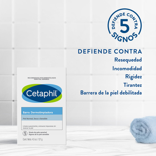 Jabón En Barra Dermolimpiadora Uso Diário Cetaphil De 127g