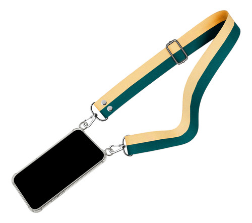 Funda Reforzada Para Motorola G53 + Correa Ancha Colgante Verde/amarillo Moto G53