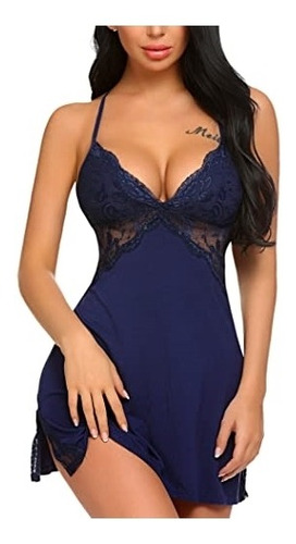 Babydoll De Lencería Con Encaje Para Mujer Talla  Xl Azul