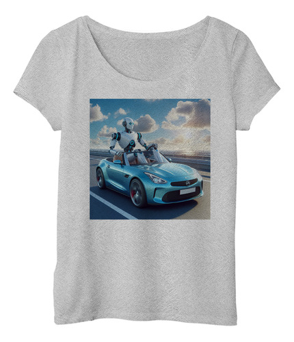 Remera Mujer Robot Manejando Auto Sacandose Selfie