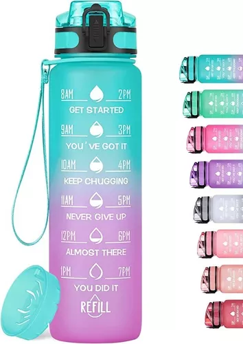 Botella agua Kawaii motivacional gym frases colores 2 litros, Moda de  Mujer